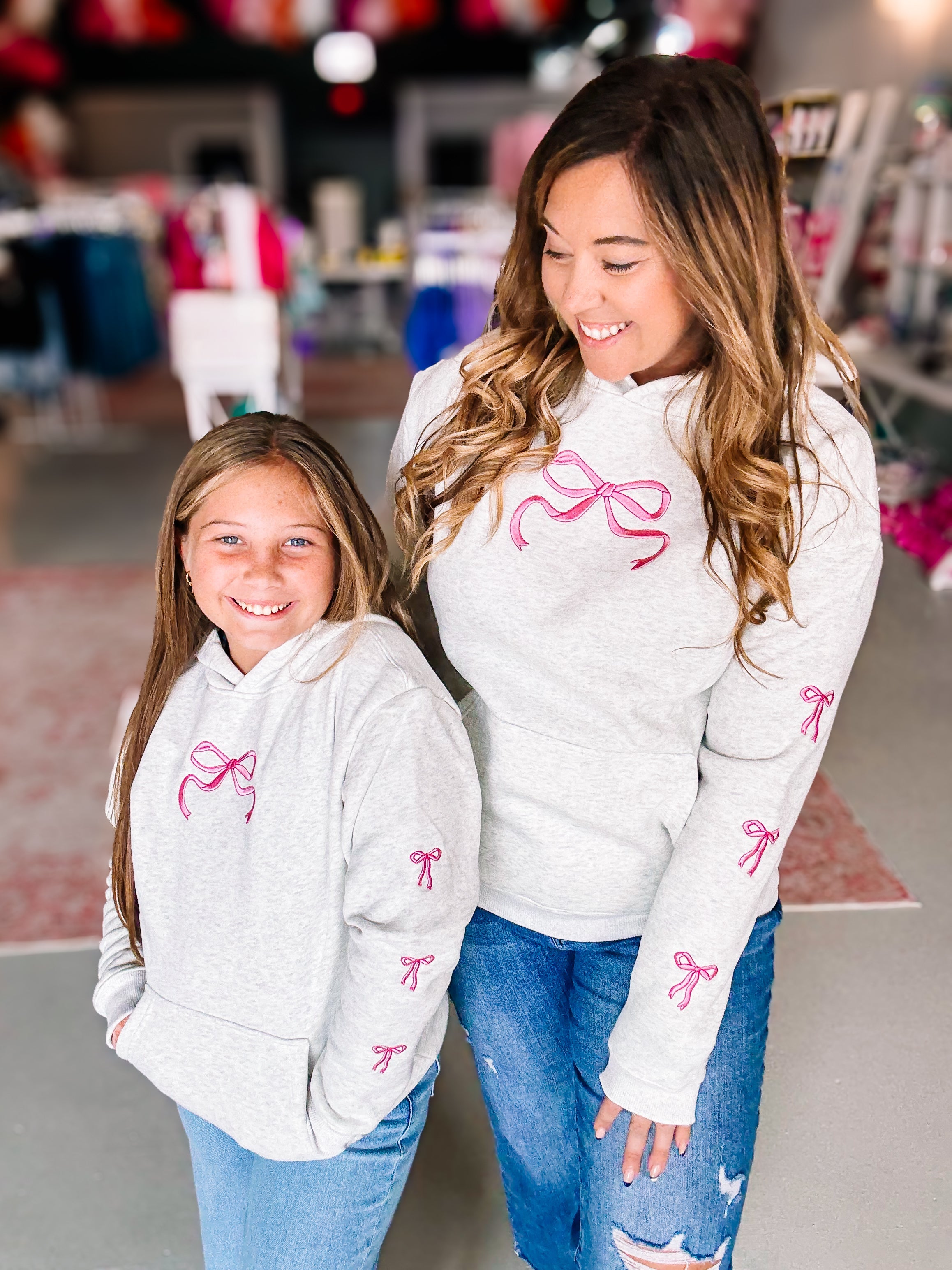 Pretty Little Bow Womens Hoodie-Pullover-Dear Me Southern Boutique, located in DeRidder, Louisiana