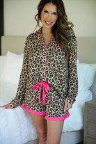 Prima Donna Leopard Print Ruffle Pajama Set-Pajamas-Dear Me Southern Boutique, located in DeRidder, Louisiana