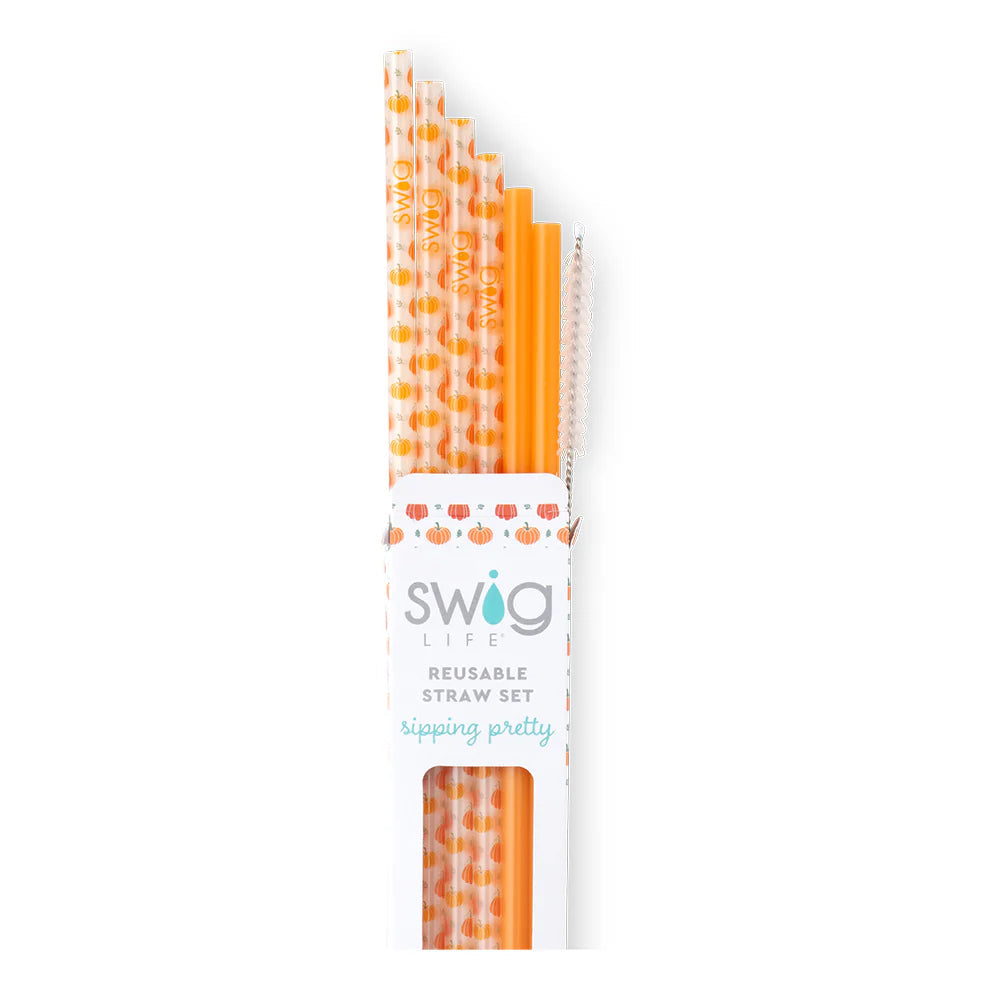 Pumpkin & Orange Swig Reusable Straw Set-Straws-Dear Me Southern Boutique, located in DeRidder, Louisiana