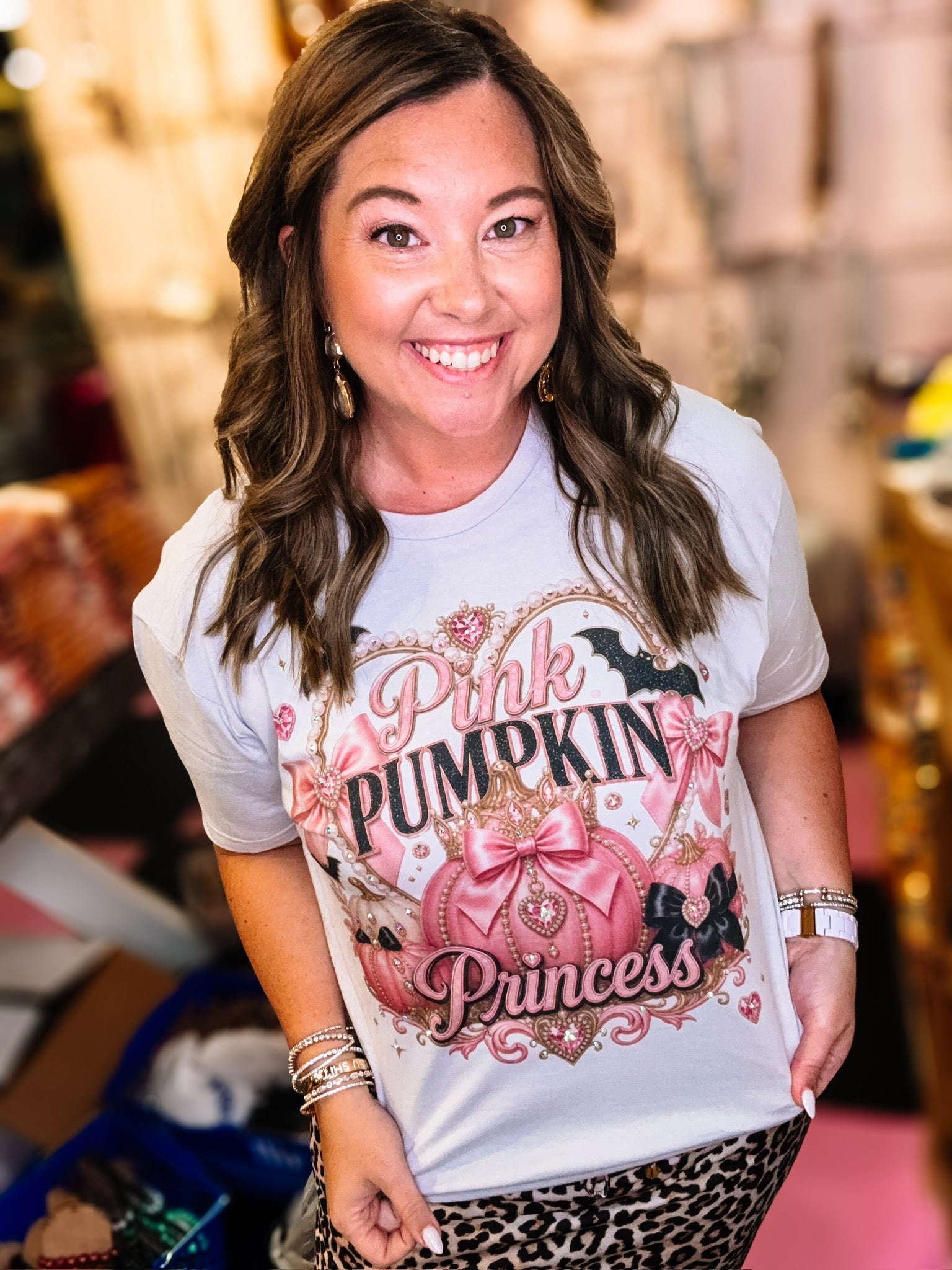 Pumpkin Princess Bougie Rhinestone Tee-Graphic Tees-Dear Me Southern Boutique, located in DeRidder, Louisiana