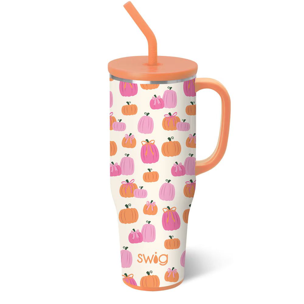 Pumpkins And Bows Swig 40oz Mega Mug-Wine + Cocktails-Dear Me Southern Boutique, located in DeRidder, Louisiana