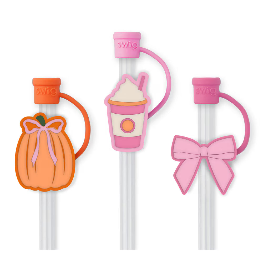 Pumpkins and Bows Swig Straw Topper Set-Drinkwear-Dear Me Southern Boutique, located in DeRidder, Louisiana