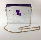 Purple and Gold LA State Clear Bag-Handbags-Dear Me Southern Boutique, located in DeRidder, Louisiana