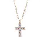 Rainbow Blessings Cross Necklace-Necklaces-Dear Me Southern Boutique, located in DeRidder, Louisiana