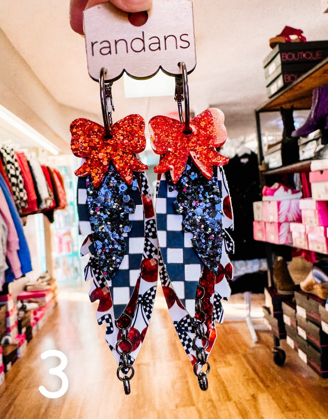 Randans Checkered Fringe-Earrings-Dear Me Southern Boutique, located in DeRidder, Louisiana