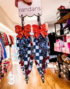 Randans Checkered Fringe-Earrings-Dear Me Southern Boutique, located in DeRidder, Louisiana