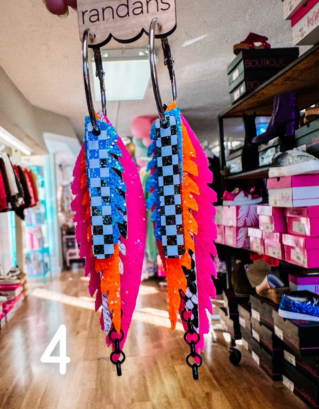 Randans Checkered Fringe-Earrings-Dear Me Southern Boutique, located in DeRidder, Louisiana