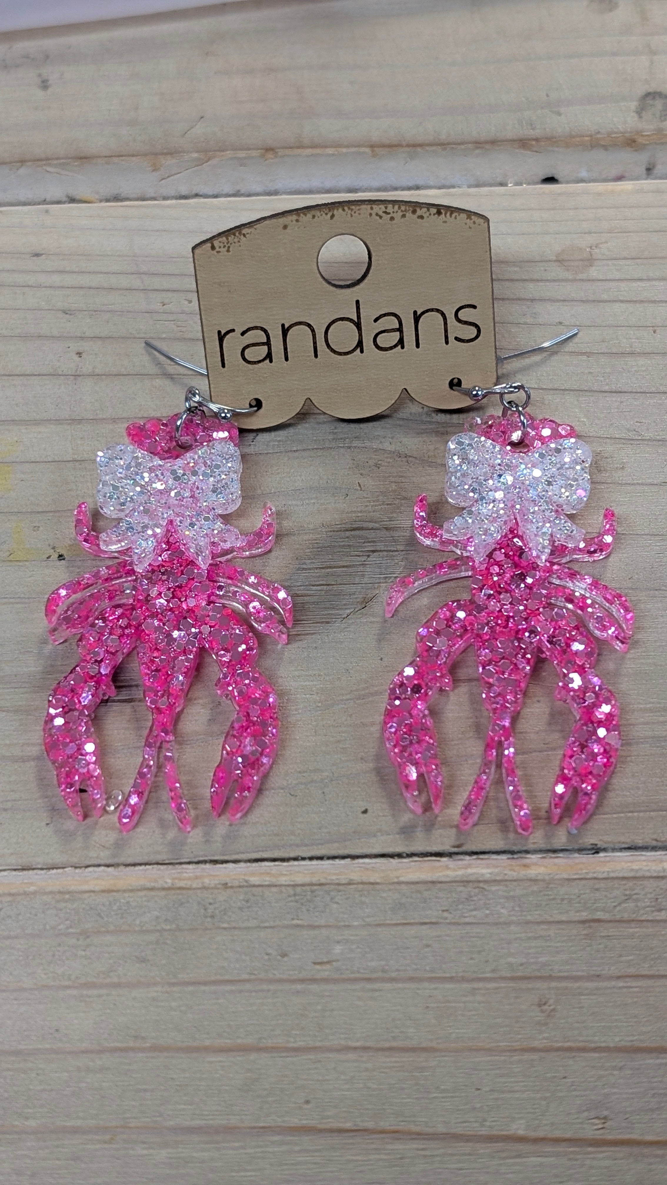 Randans Crawfish with Bow-Earrings-Dear Me Southern Boutique, located in DeRidder, Louisiana