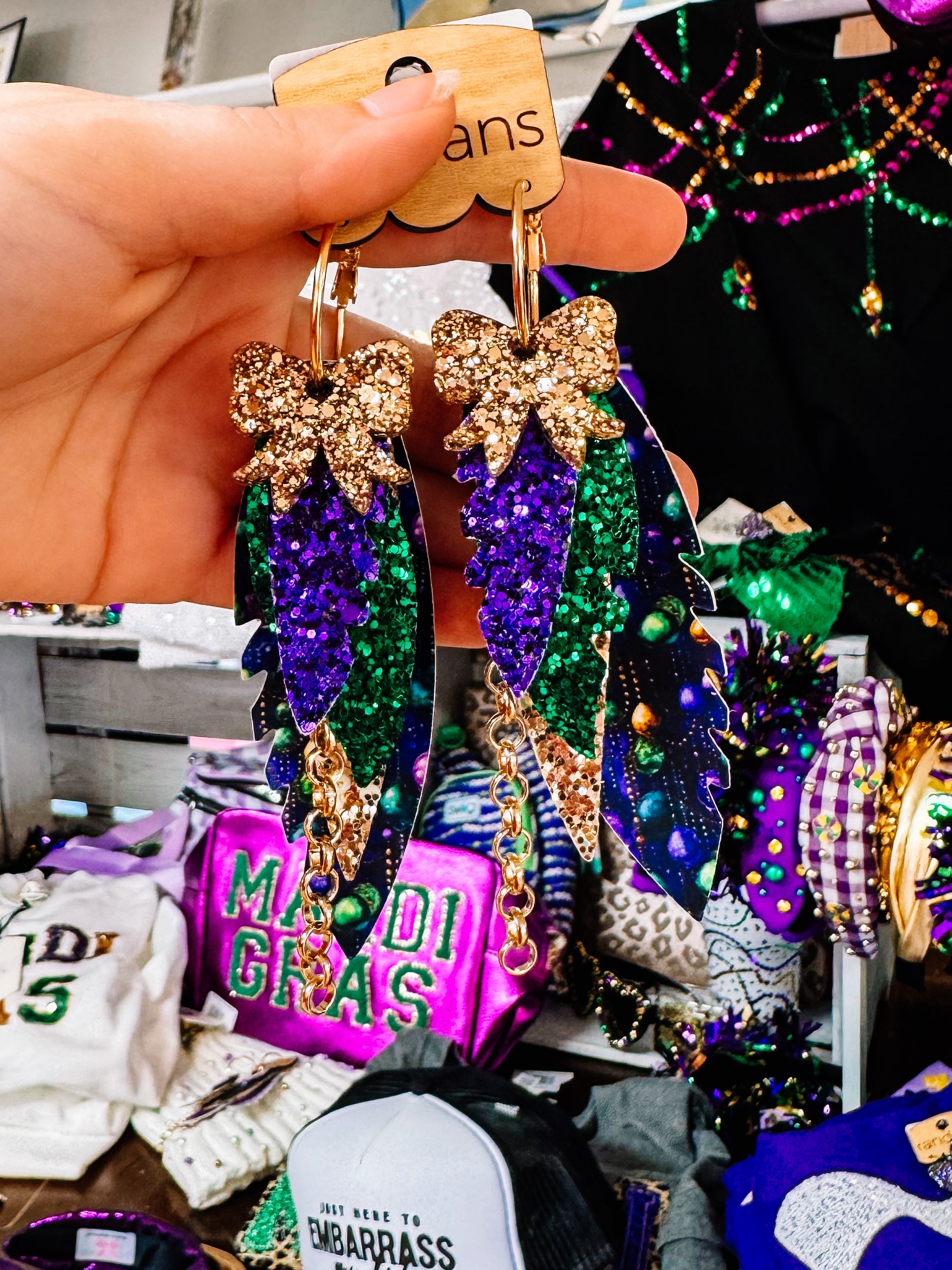 Randans Fringe- Mardi Gras-Earrings-Dear Me Southern Boutique, located in DeRidder, Louisiana
