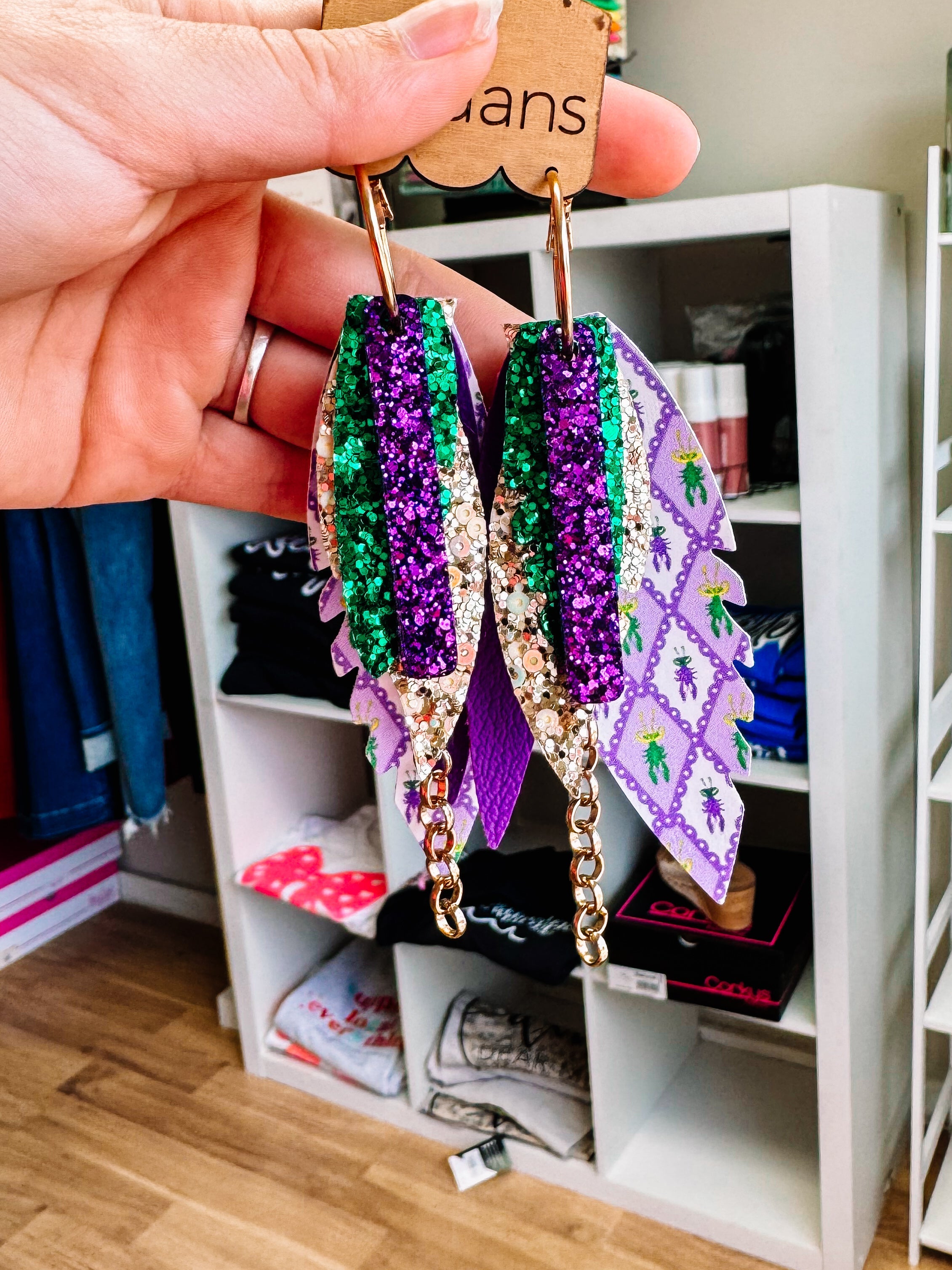 Randans Fringe- Mardi Gras-Earrings-Dear Me Southern Boutique, located in DeRidder, Louisiana