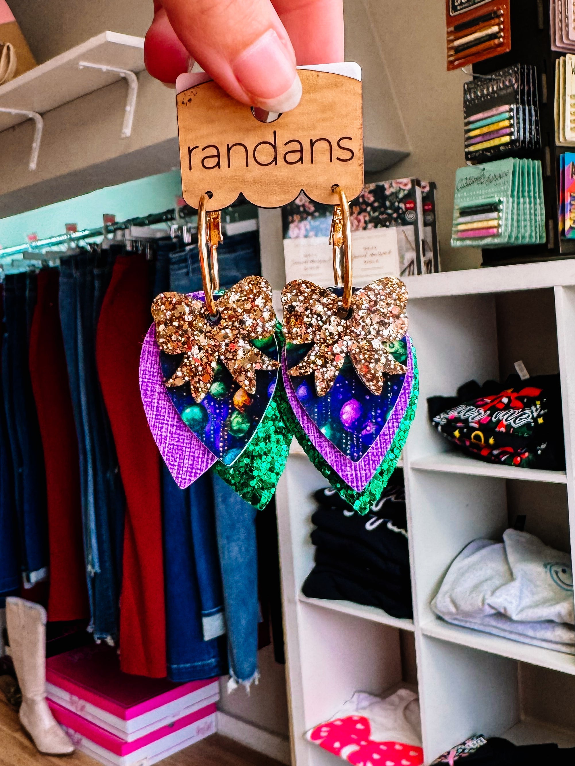 Randans Petite - Mardi Gras-Jewelry - Earrings-Dear Me Southern Boutique, located in DeRidder, Louisiana