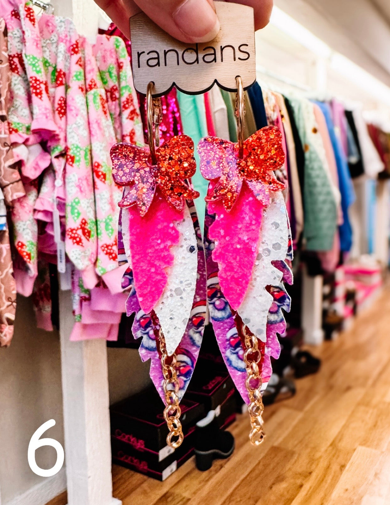 Randans Pink Christmas Fringe-Earrings-Dear Me Southern Boutique, located in DeRidder, Louisiana