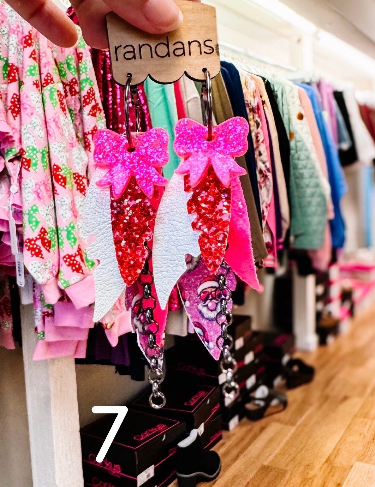 Randans Pink Christmas Fringe-Earrings-Dear Me Southern Boutique, located in DeRidder, Louisiana