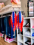 Randans Red, White, and Blue Fringe-Earrings-Dear Me Southern Boutique, located in DeRidder, Louisiana