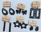 Randans acrylic dangle earrings- black and silver-Earrings-Dear Me Southern Boutique, located in DeRidder, Louisiana