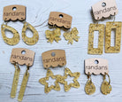 Randans acrylic dangle earrings- cream and gold-Earrings-Dear Me Southern Boutique, located in DeRidder, Louisiana