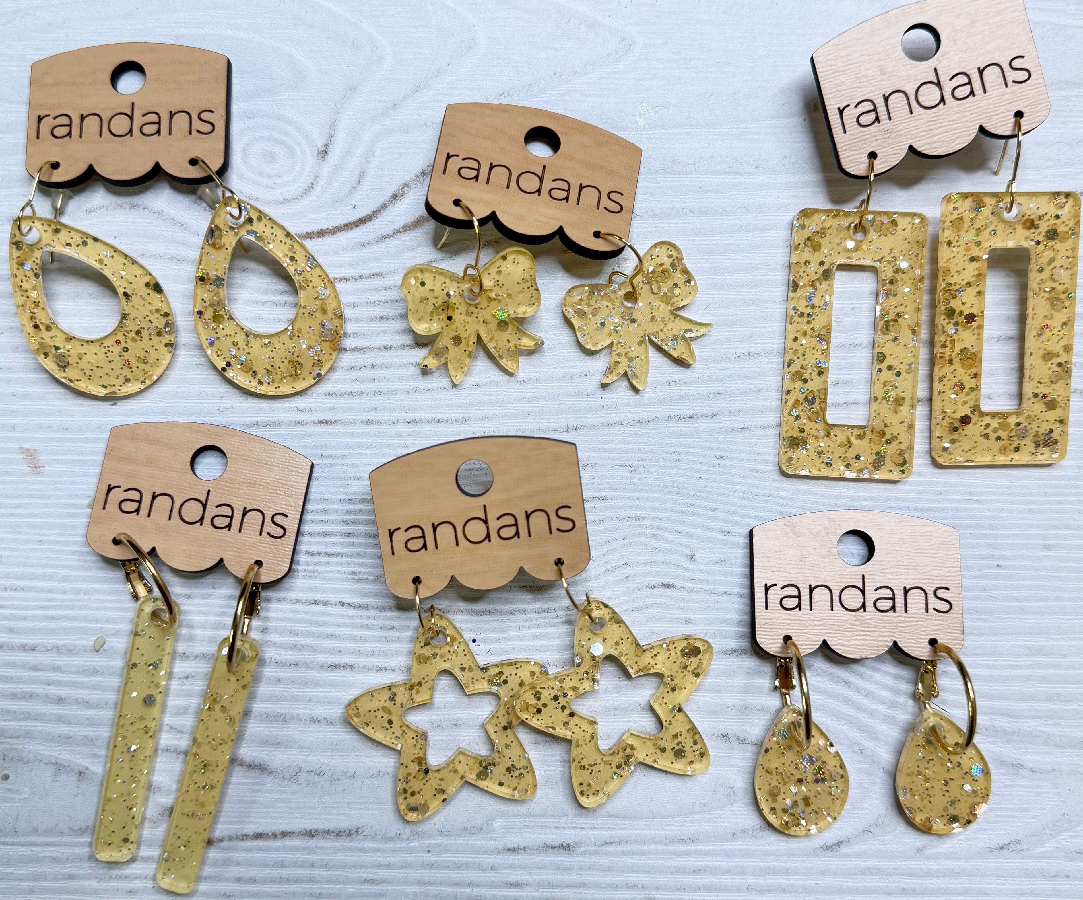 Randans acrylic dangle earrings- cream and gold-Earrings-Dear Me Southern Boutique, located in DeRidder, Louisiana