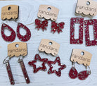 Randans acrylic dangle earrings- maroon and silver-Earrings-Dear Me Southern Boutique, located in DeRidder, Louisiana