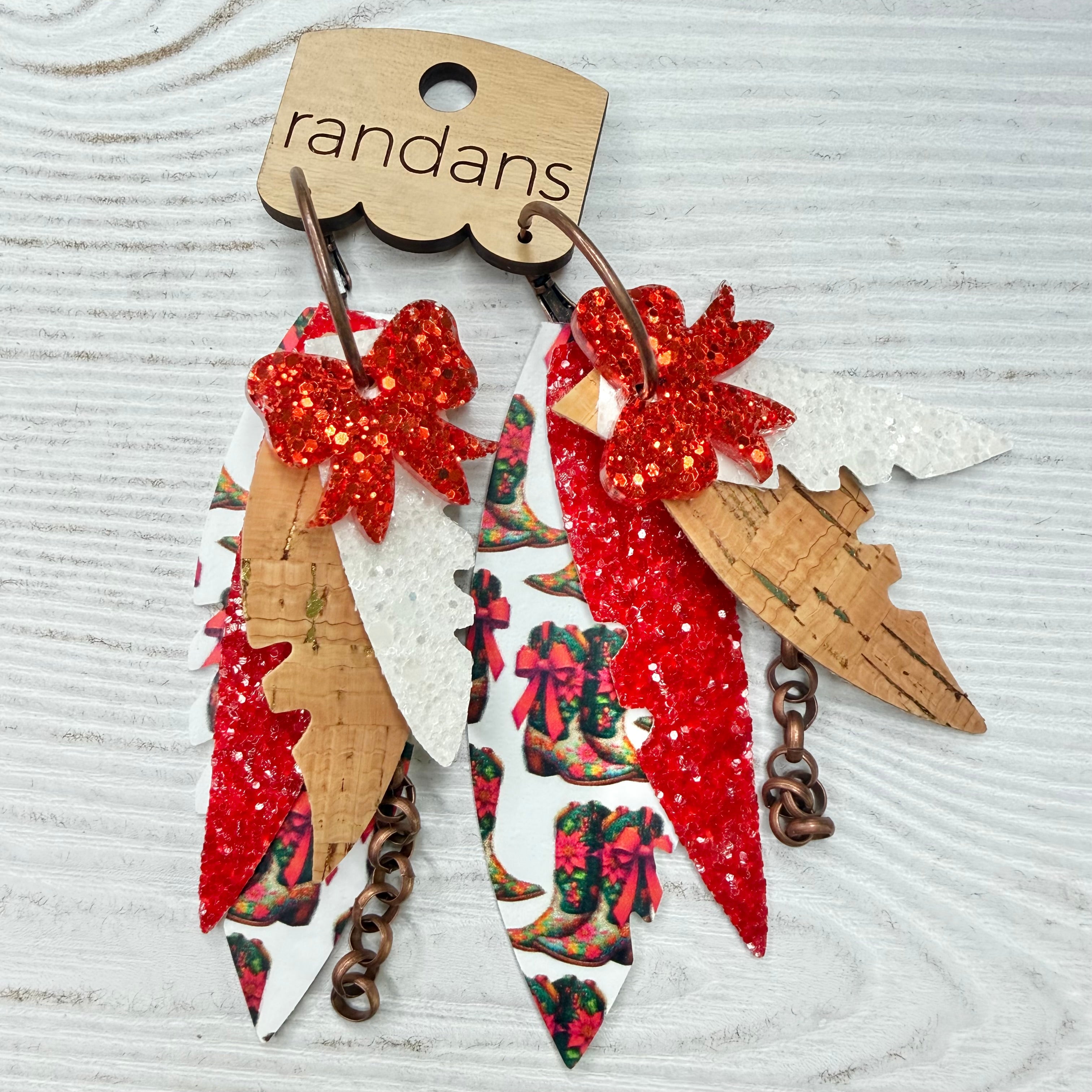 Randans fringe hoop earrings- Christmas- boots-Dear Me Southern Boutique, located in DeRidder, Louisiana