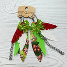 Randans fringe hoop earrings- Christmas- furry bows-Dear Me Southern Boutique, located in DeRidder, Louisiana