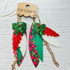 Randans fringe hoop earrings- Christmas- poinsettia-Dear Me Southern Boutique, located in DeRidder, Louisiana