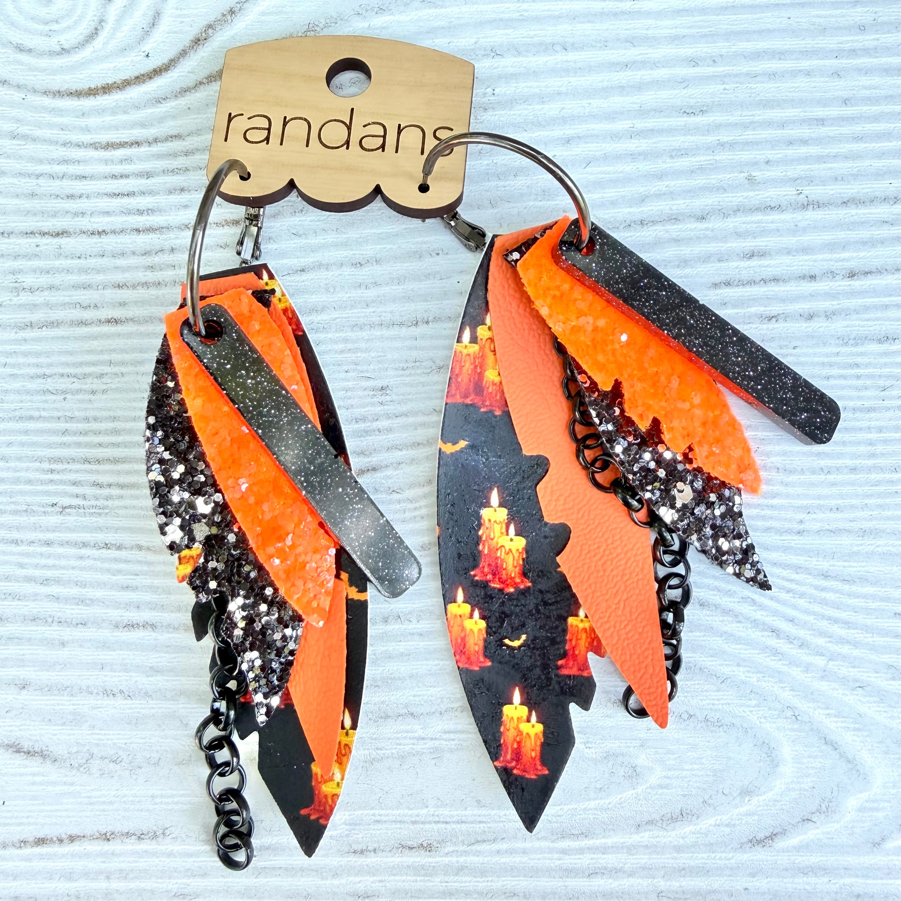 Randans fringe hoop earrings- Halloween- Grey-Dear Me Southern Boutique, located in DeRidder, Louisiana