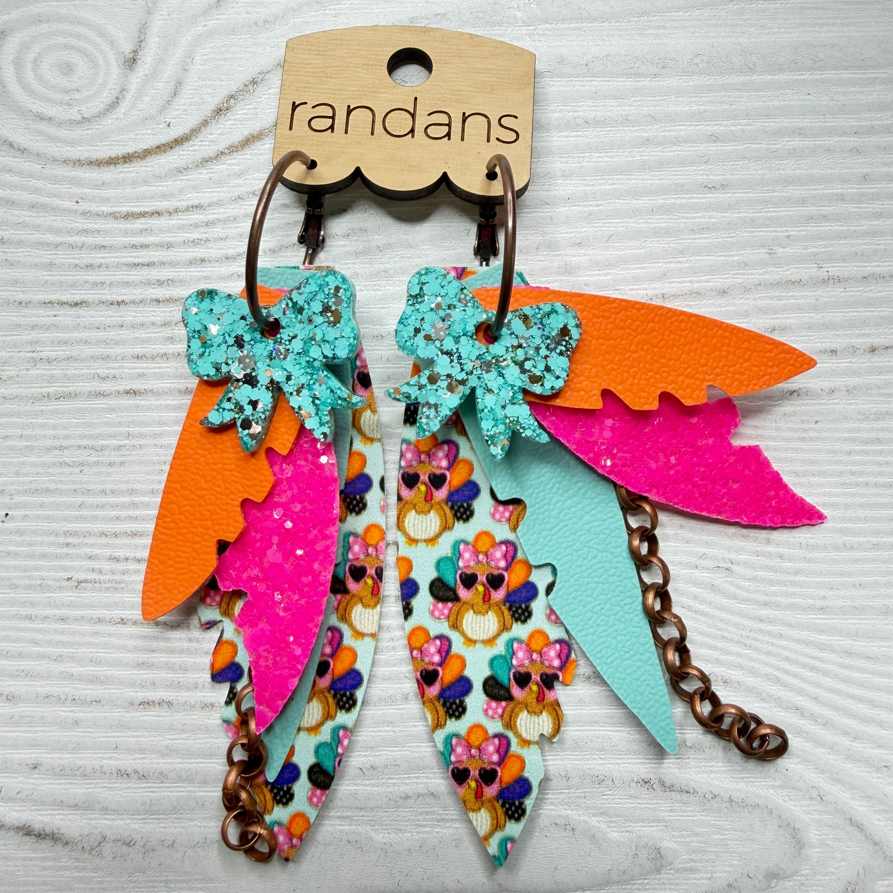 Randans fringe hoop earrings- Thanksgiving- turkey multi-Dear Me Southern Boutique, located in DeRidder, Louisiana