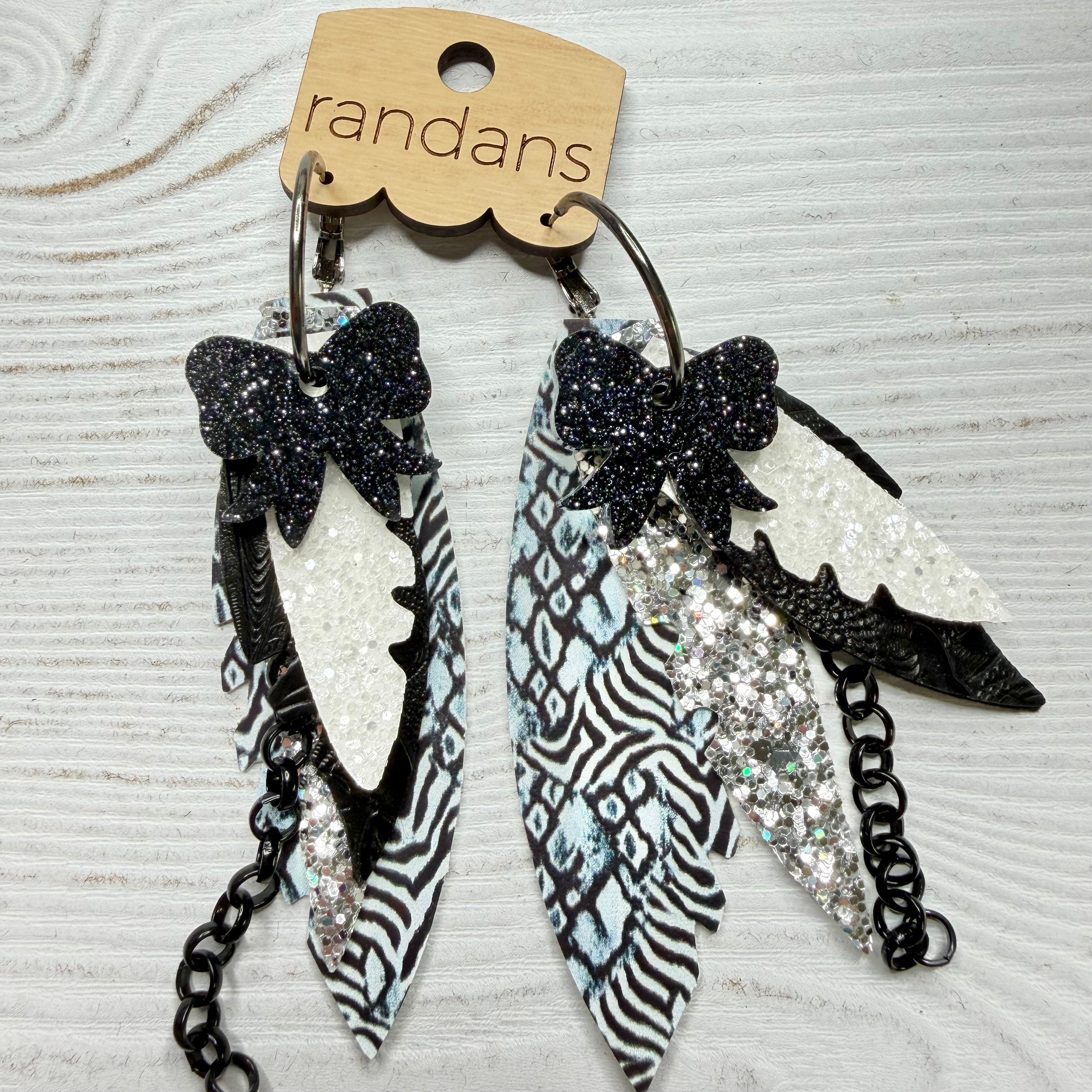 Randans fringe hoop earrings- animal print- zebra-Dear Me Southern Boutique, located in DeRidder, Louisiana