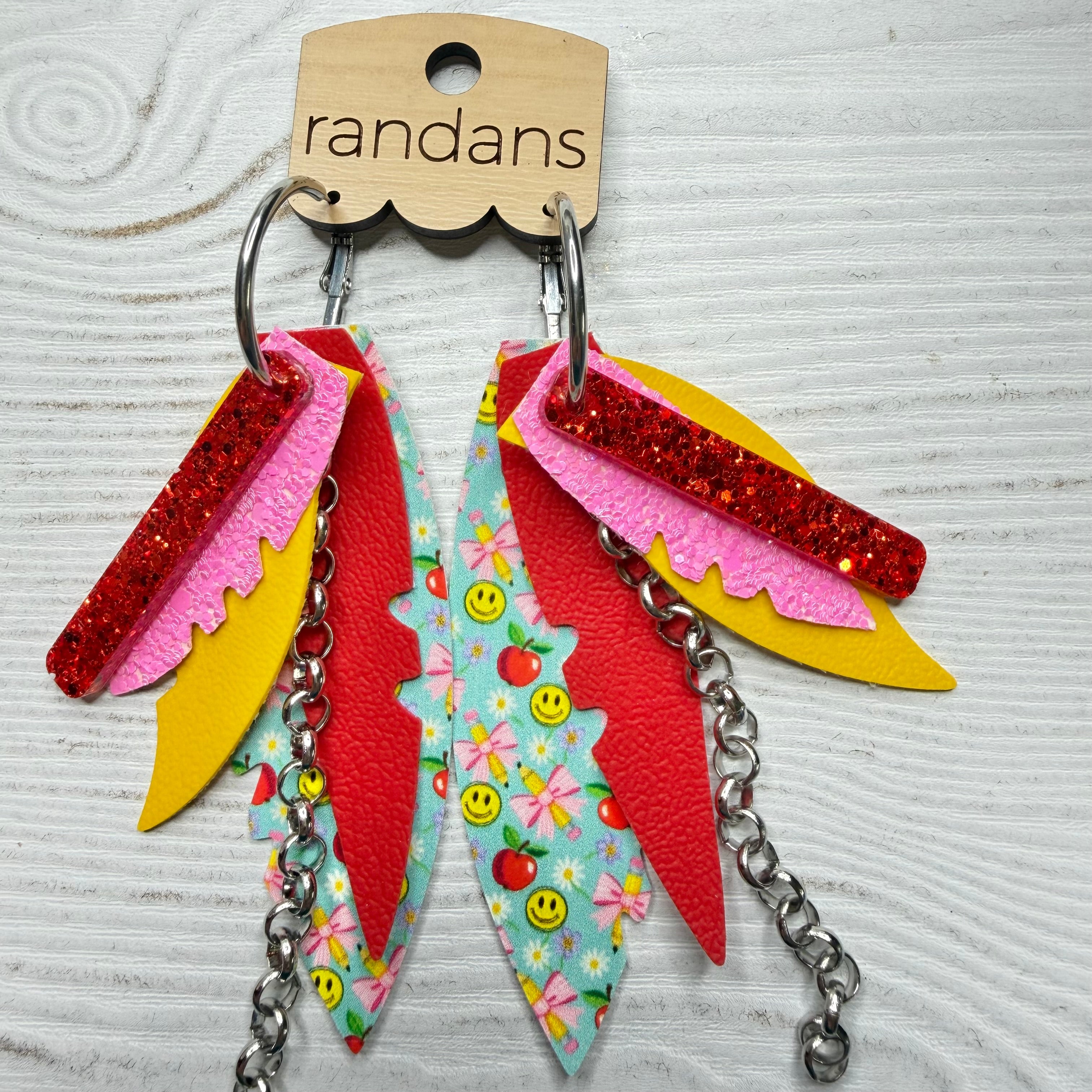 Randans fringe hoop earrings- back to school- apples-Dear Me Southern Boutique, located in DeRidder, Louisiana