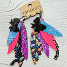 Randans fringe hoop earrings- butterflies- black rainbow-Dear Me Southern Boutique, located in DeRidder, Louisiana