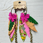 Randans fringe hoop earrings- butterflies- pink green-Dear Me Southern Boutique, located in DeRidder, Louisiana