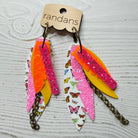 Randans fringe hoop earrings- butterflies- pink yellow-Dear Me Southern Boutique, located in DeRidder, Louisiana