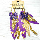 Randans fringe hoop earrings- butterflies- purple gold-Dear Me Southern Boutique, located in DeRidder, Louisiana