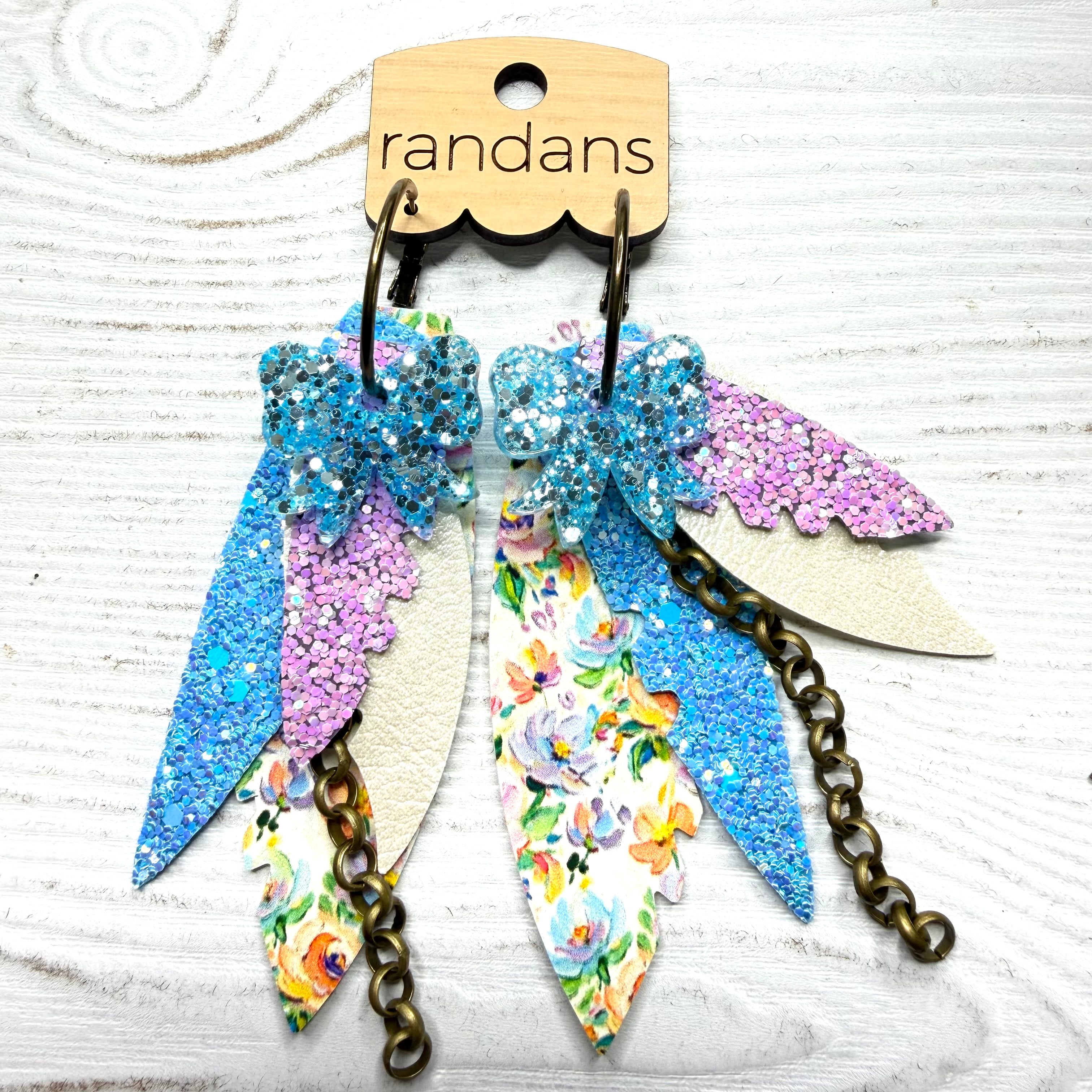 Randans fringe hoop earrings- floral- fall blue purple-Dear Me Southern Boutique, located in DeRidder, Louisiana