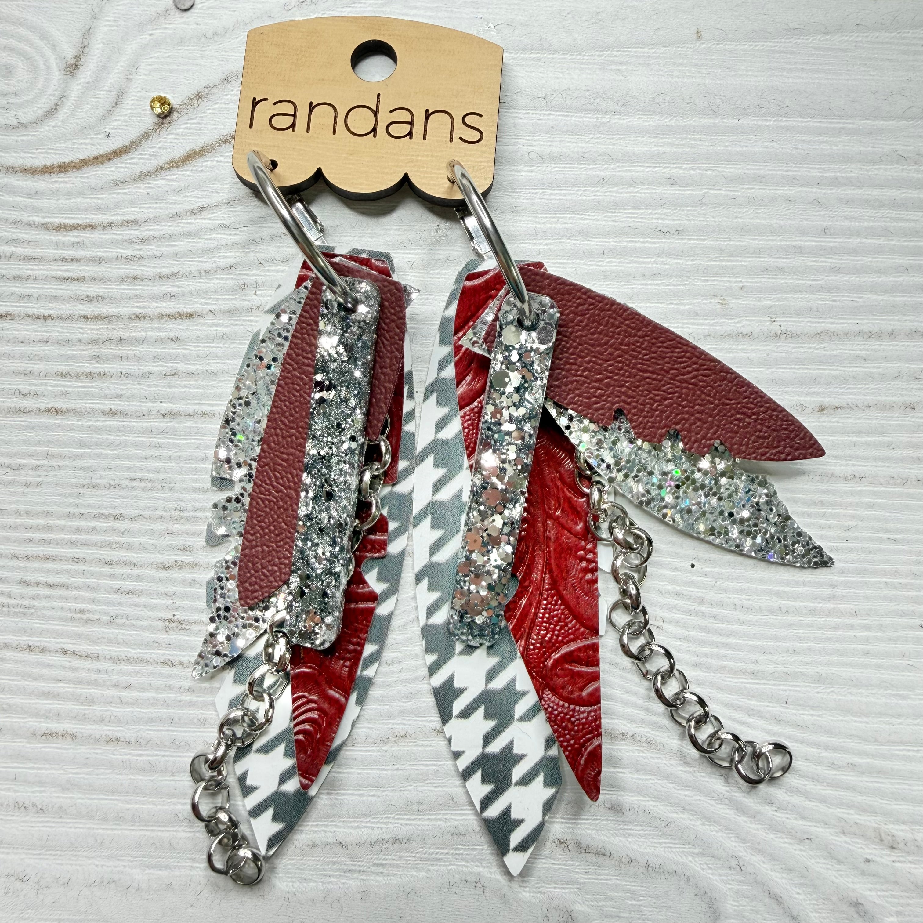 Randans fringe hoop earrings- gameday- maroon silver-Dear Me Southern Boutique, located in DeRidder, Louisiana