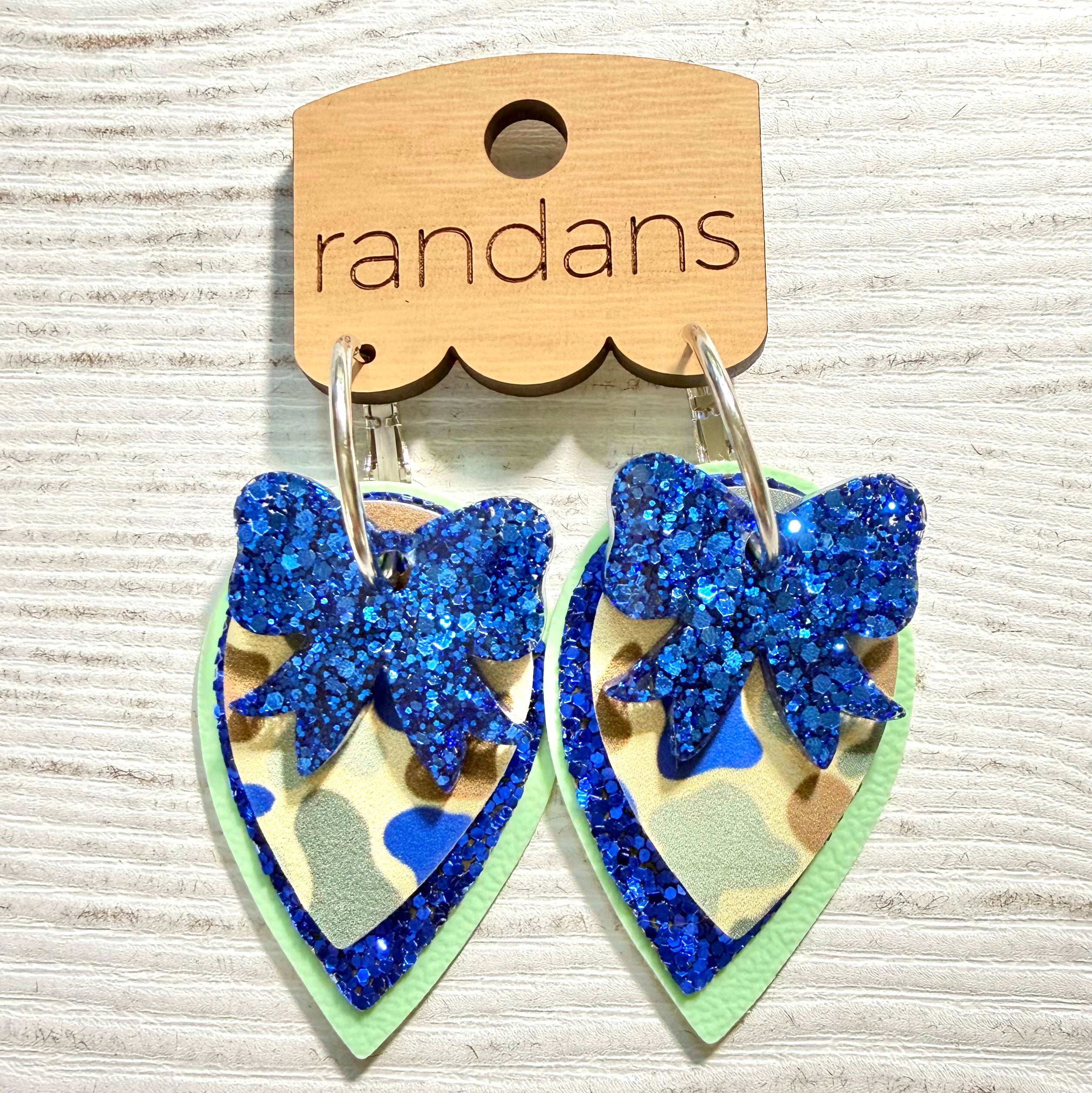 Randans petite fringe hoop earrings- camo- blue green-Dear Me Southern Boutique, located in DeRidder, Louisiana