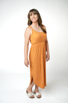Reagan Ribbed Midi Dress - Pumpkin Floral-Dresses-Dear Me Southern Boutique, located in DeRidder, Louisiana