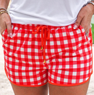Red Gingham Everyday Shorts-Presales-Dear Me Southern Boutique, located in DeRidder, Louisiana