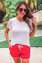Red Polka Dot Everyday Shorts-Everyday Shorts-Dear Me Southern Boutique, located in DeRidder, Louisiana