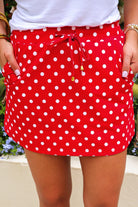 Red Polka Dot Everyday Skort-Skort-Dear Me Southern Boutique, located in DeRidder, Louisiana