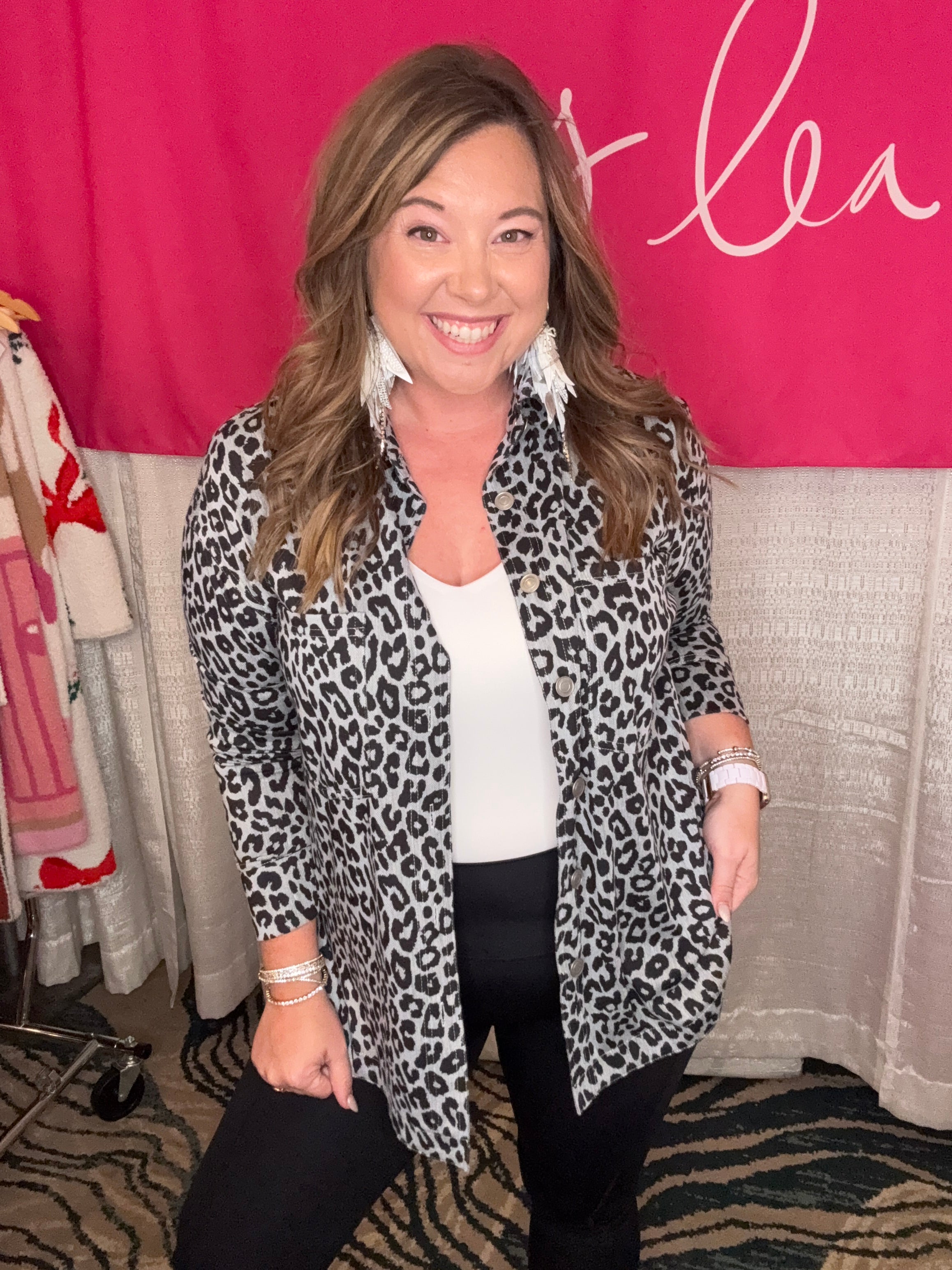 Refined Denim Leopard Shacket-Presales-Dear Me Southern Boutique, located in DeRidder, Louisiana