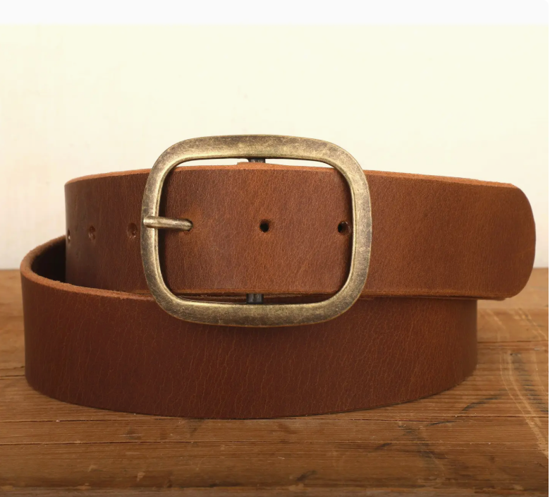 Regan Flegan Leather Belt with Brass Buckle-Other Accessories-Dear Me Southern Boutique, located in DeRidder, Louisiana