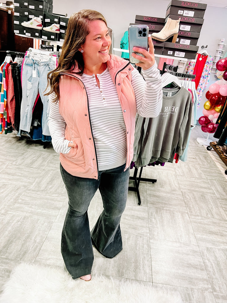 Remy Zip Up Vest- Heathered Pink-Dear Me Southern Boutique, located in DeRidder, Louisiana