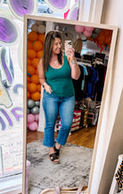Ribbed Built-in Bra Tank- Jade Green-Tank Tops-Dear Me Southern Boutique, located in DeRidder, Louisiana