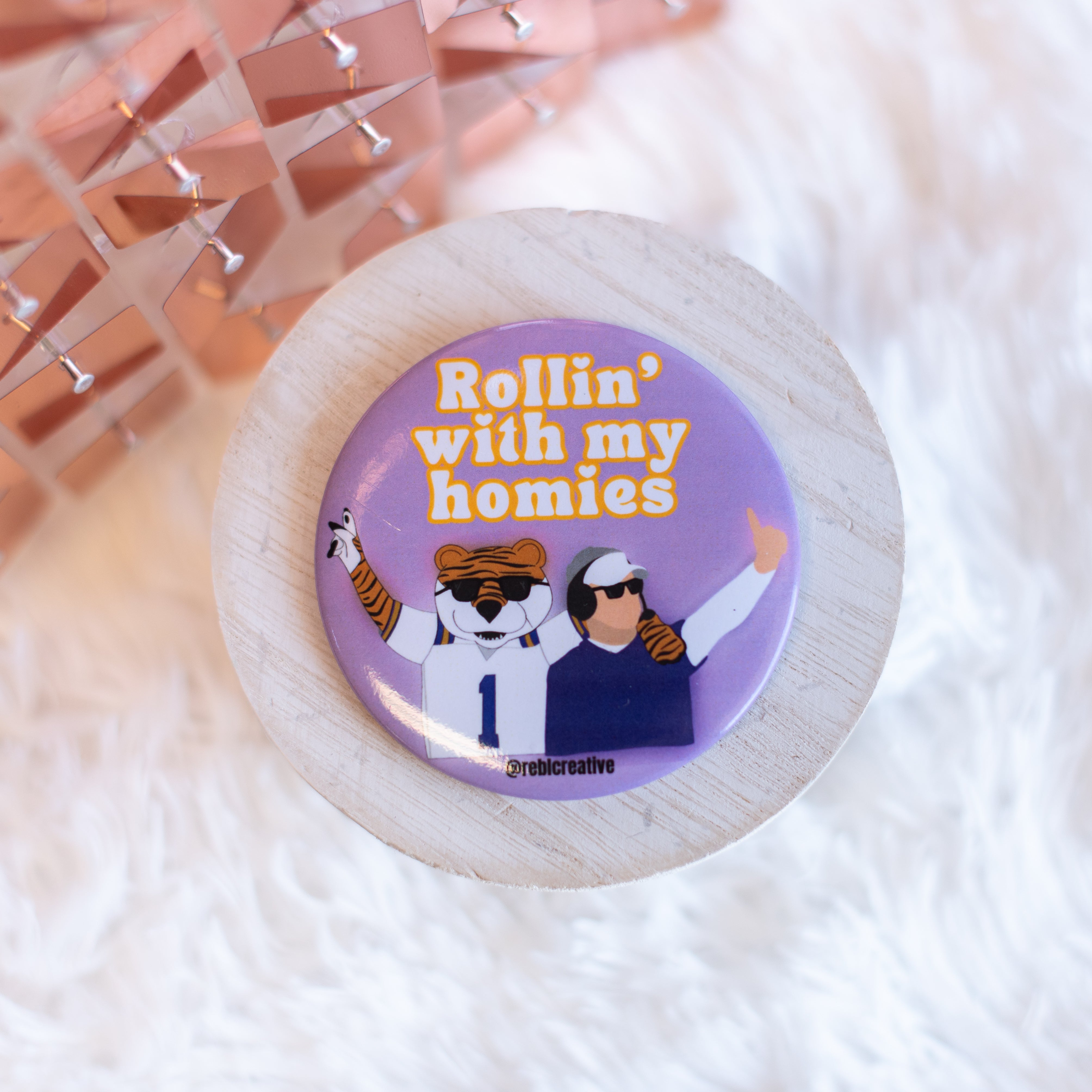 Rollin' with my Homies Game Day Button-Buttons-Dear Me Southern Boutique, located in DeRidder, Louisiana