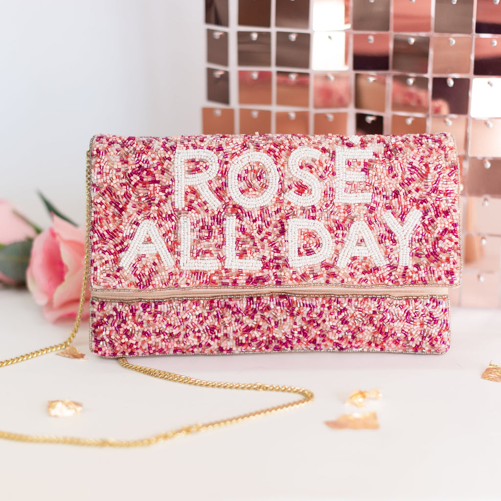 Rose All Day Beaded Crossbody Clutch-Bags-Dear Me Southern Boutique, located in DeRidder, Louisiana