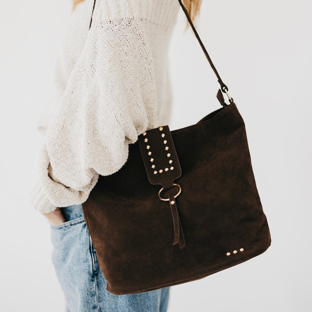Rosemary Suede Bucket Bag-Shoulder Bag-Dear Me Southern Boutique, located in DeRidder, Louisiana