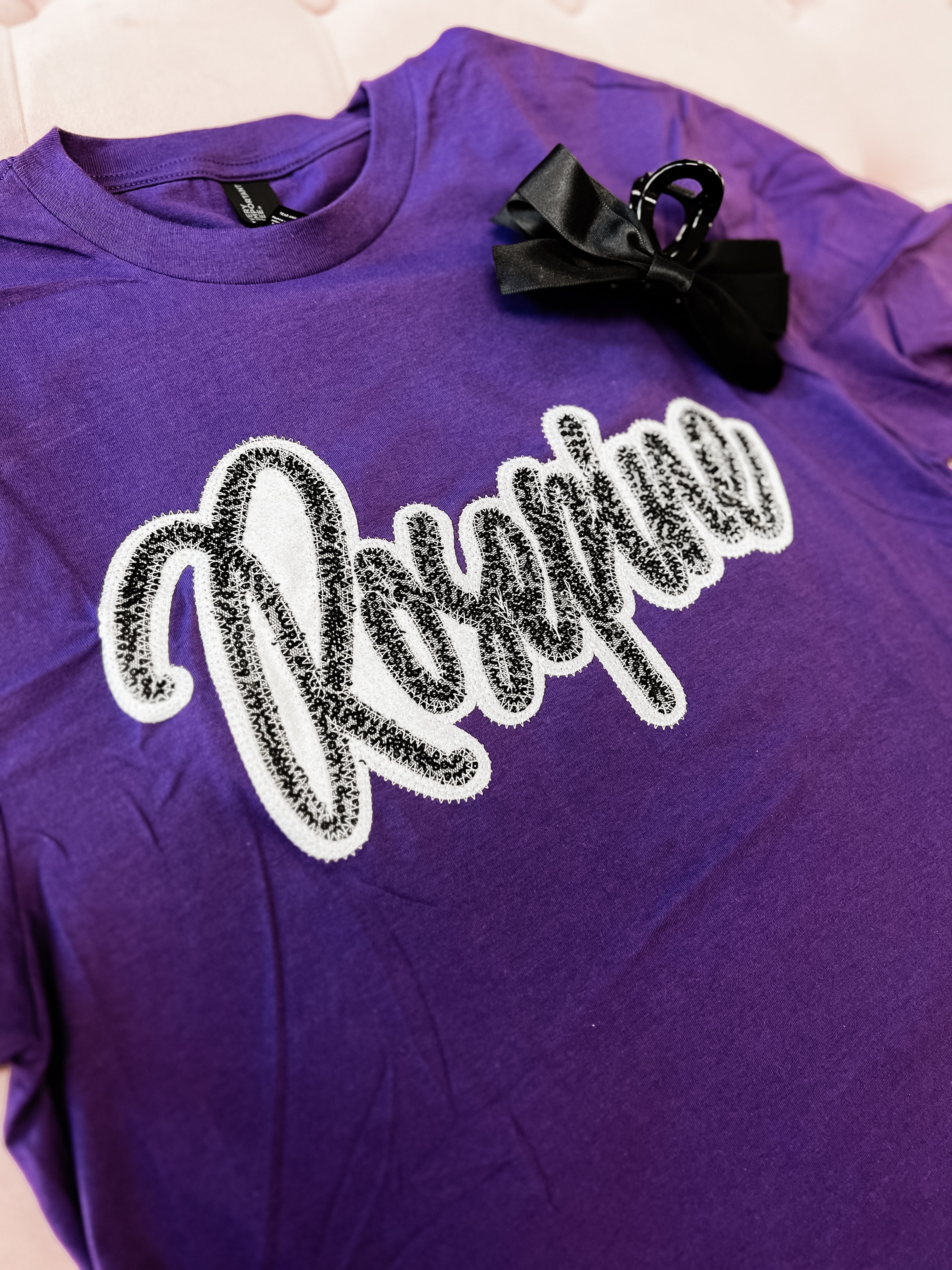Rosepine Sequin Applique Spirit Tee-Game Day-Dear Me Southern Boutique, located in DeRidder, Louisiana