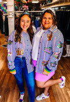 Royal Ruckus Sequin Button Down-Tops-Dear Me Southern Boutique, located in DeRidder, Louisiana