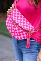 Running Errands Bum Bag- Pink Checker-Dear Me Southern Boutique, located in DeRidder, Louisiana